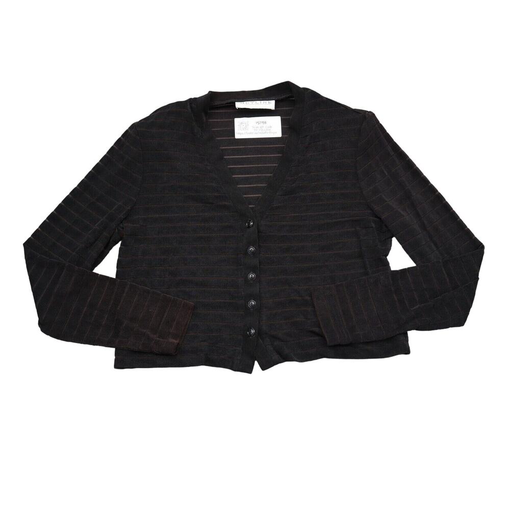 Outline Sweater Womens S Black Ribbed Knitted Cardigan Long Sleeve Button Up